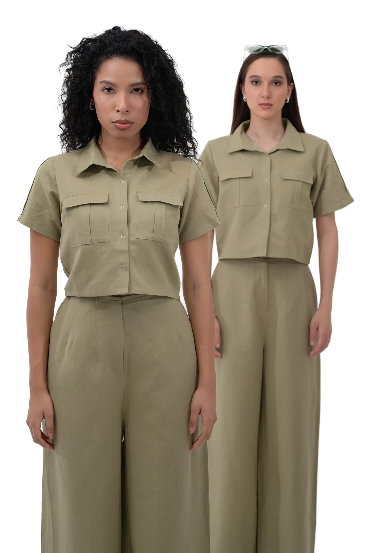 Zykaz Modern Crop Co-ord Set in Sage Green