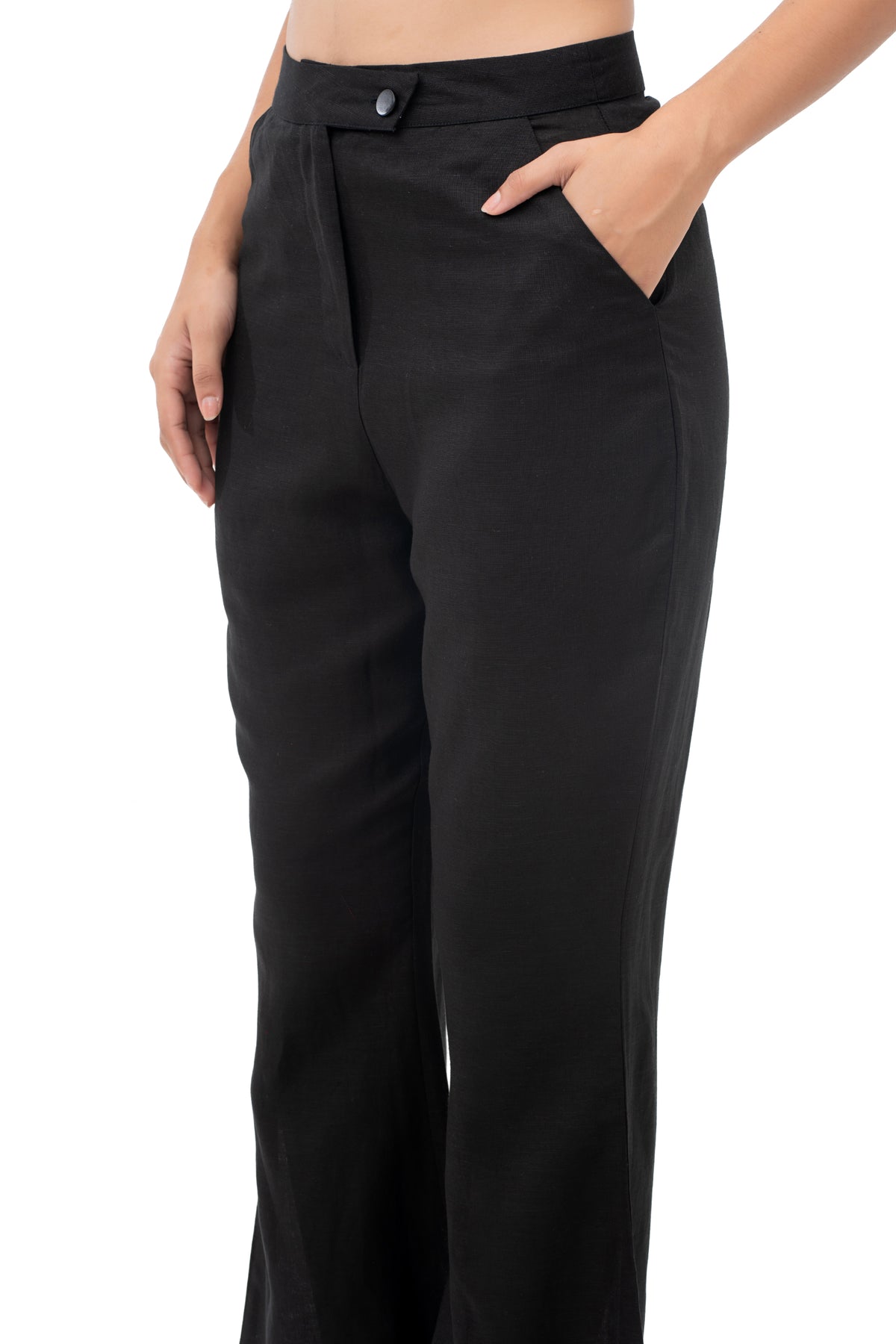 Zykaz Tailored Bootcut Trousers in Black Beauty