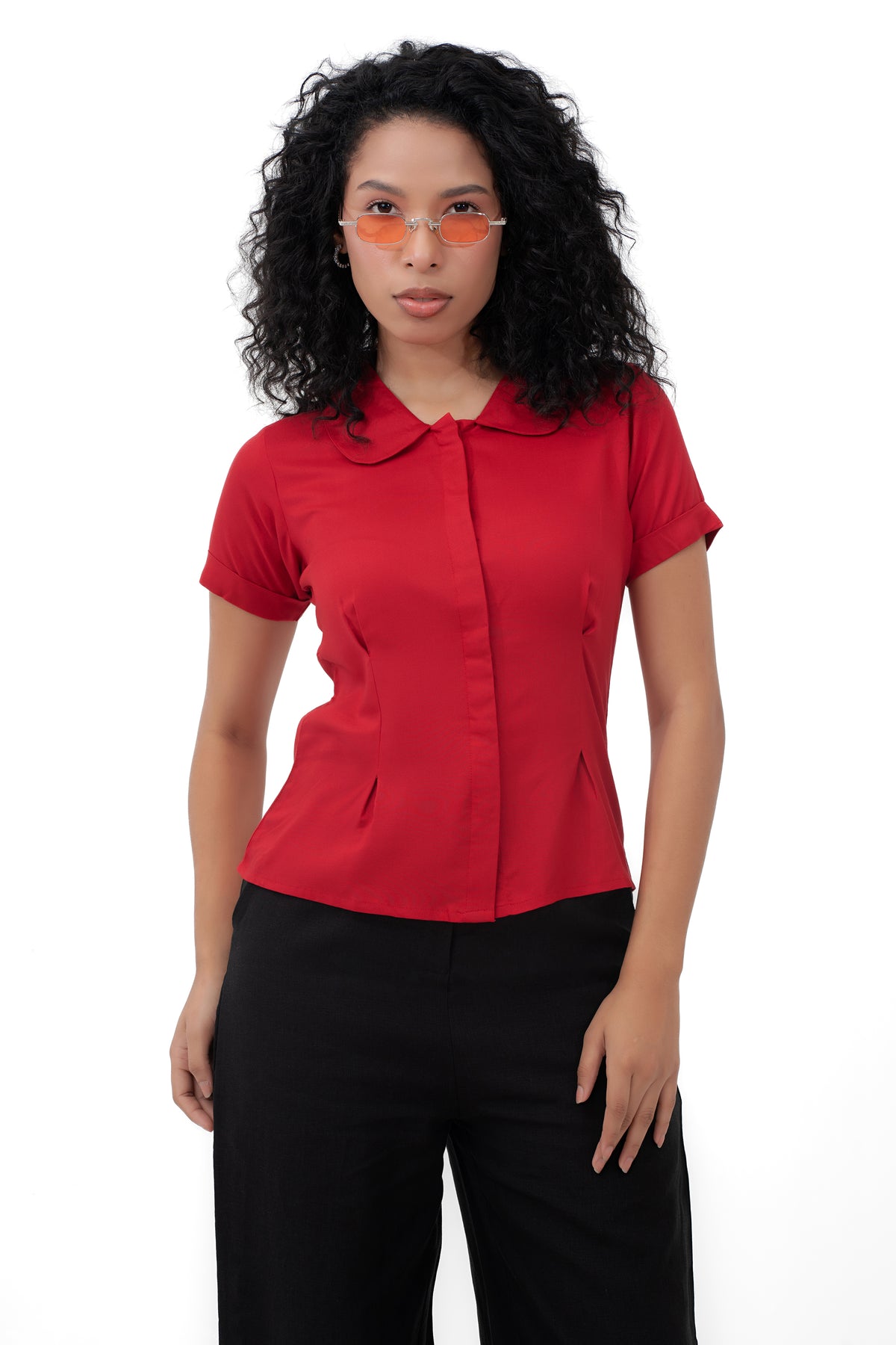 Zykaz Peter Pan Collar Shirt in Eqestrain Red