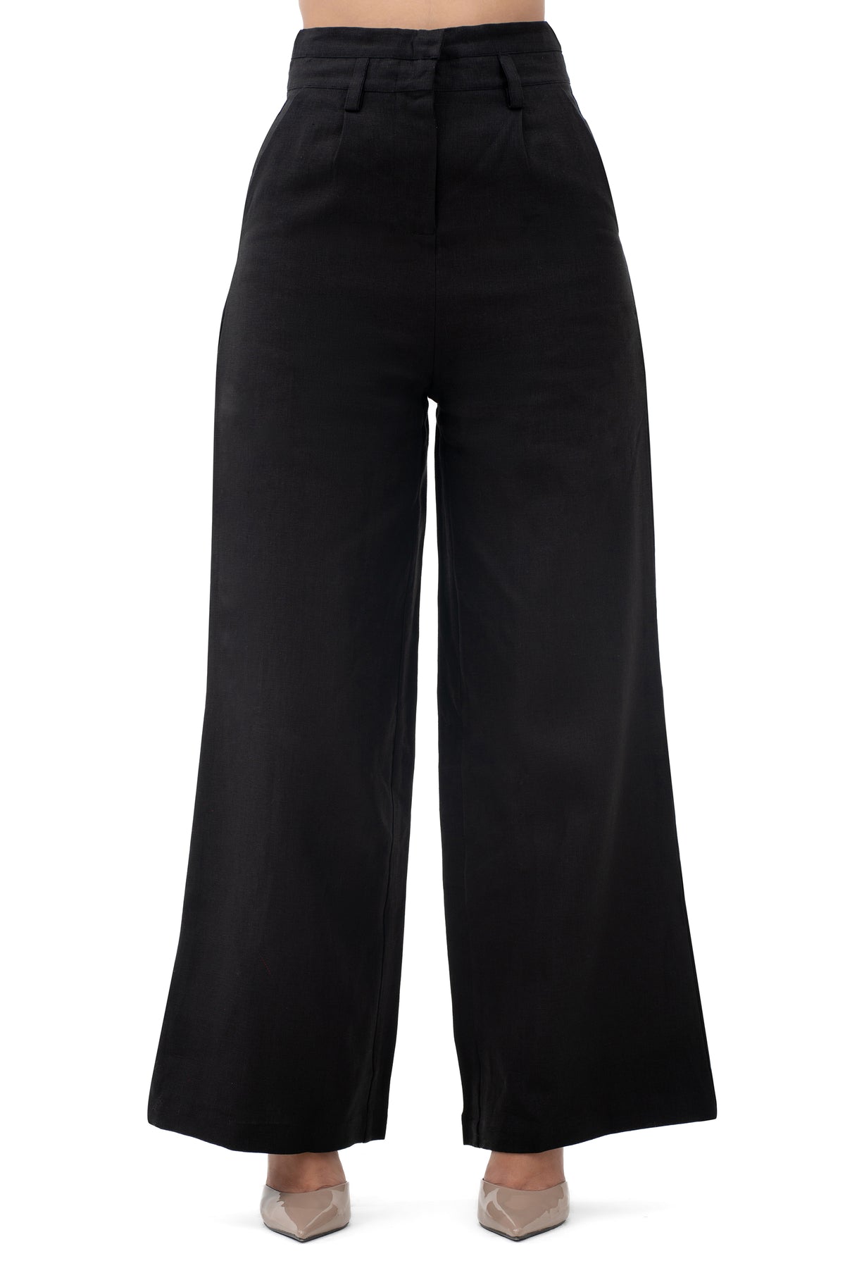 Zykaz High Rise Wide Leg Trouser in Black Beauty