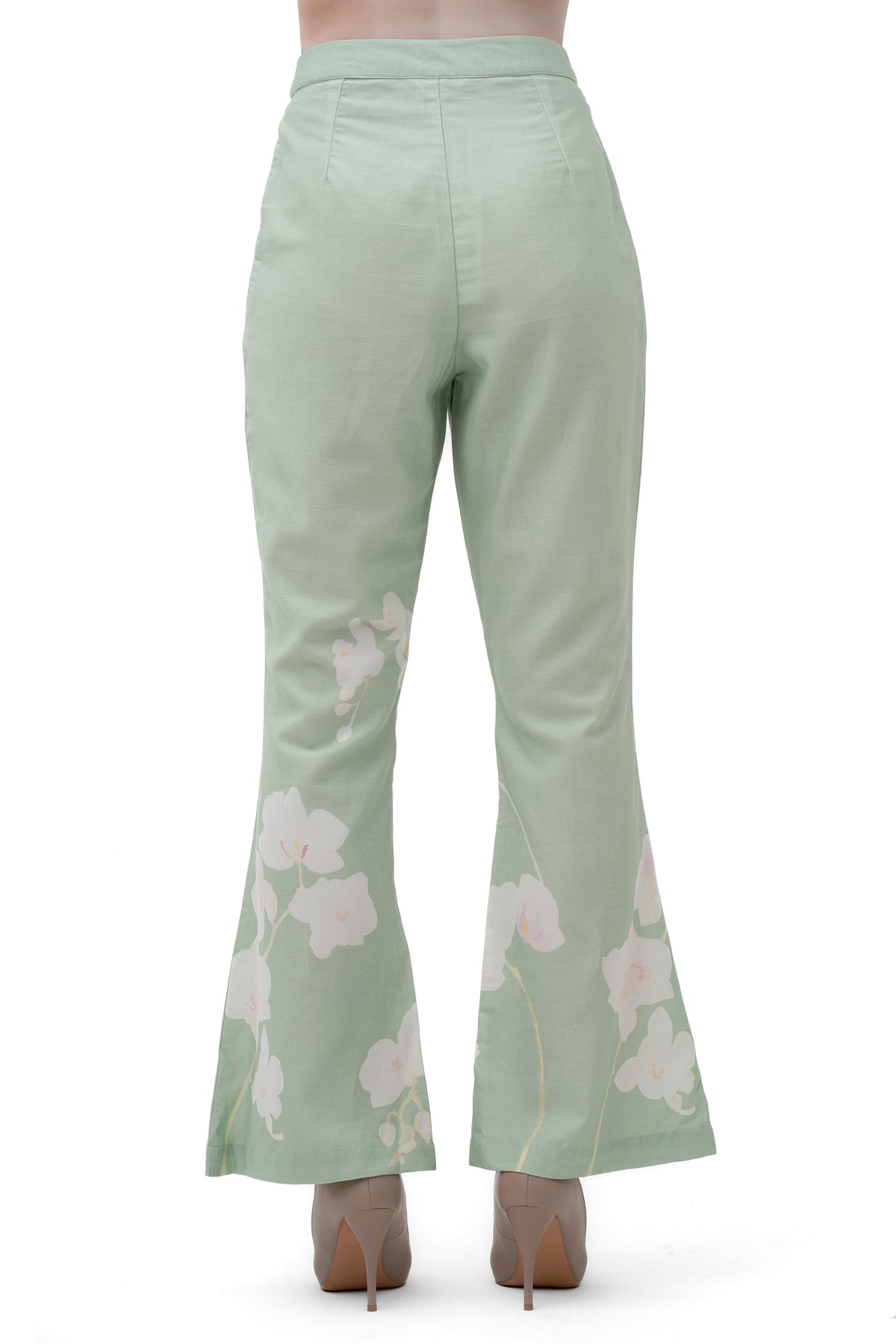 Zykaz Tailored Bootcut Trousers in Tender Green
