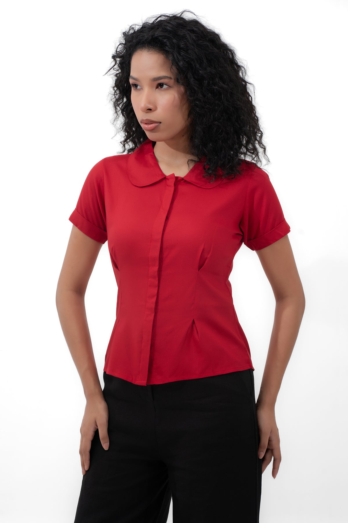 Zykaz Peter Pan Collar Shirt in Eqestrain Red