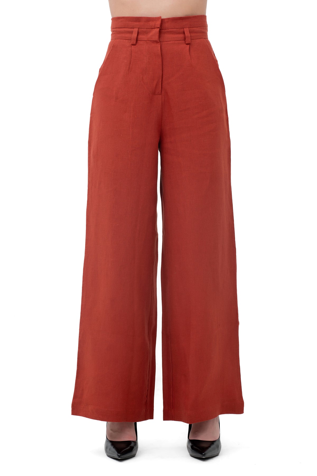 Zykaz High Rise Wide Leg Trouser in Picante