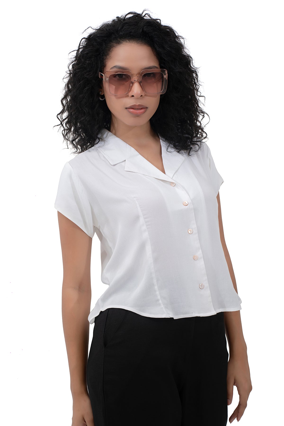 Zykaz Cuban Collar Shirt in Bright White