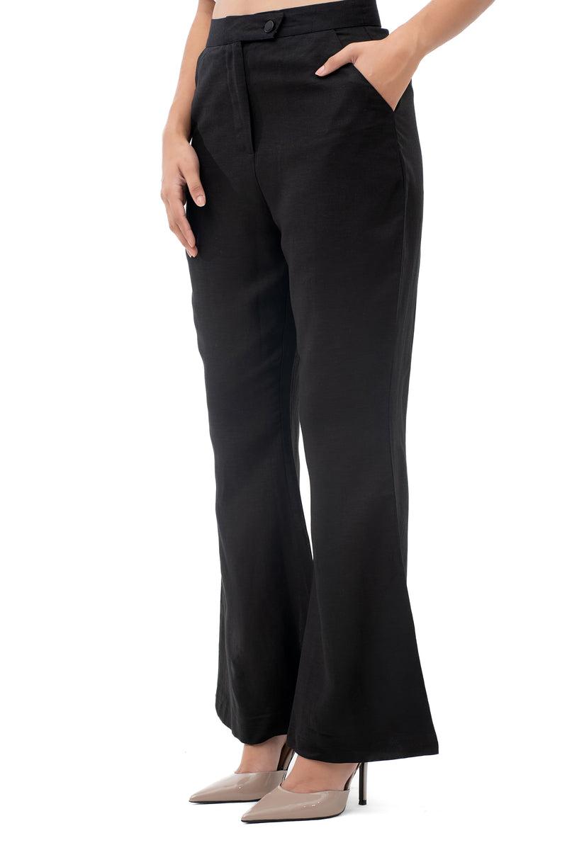 Zykaz Tailored Bootcut Trousers in Black Beauty