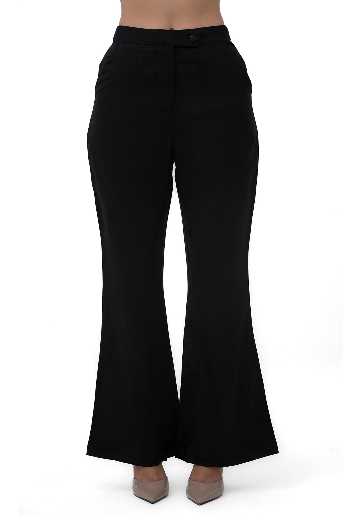 Zykaz Tailored Bootcut Trousers in Black Beauty