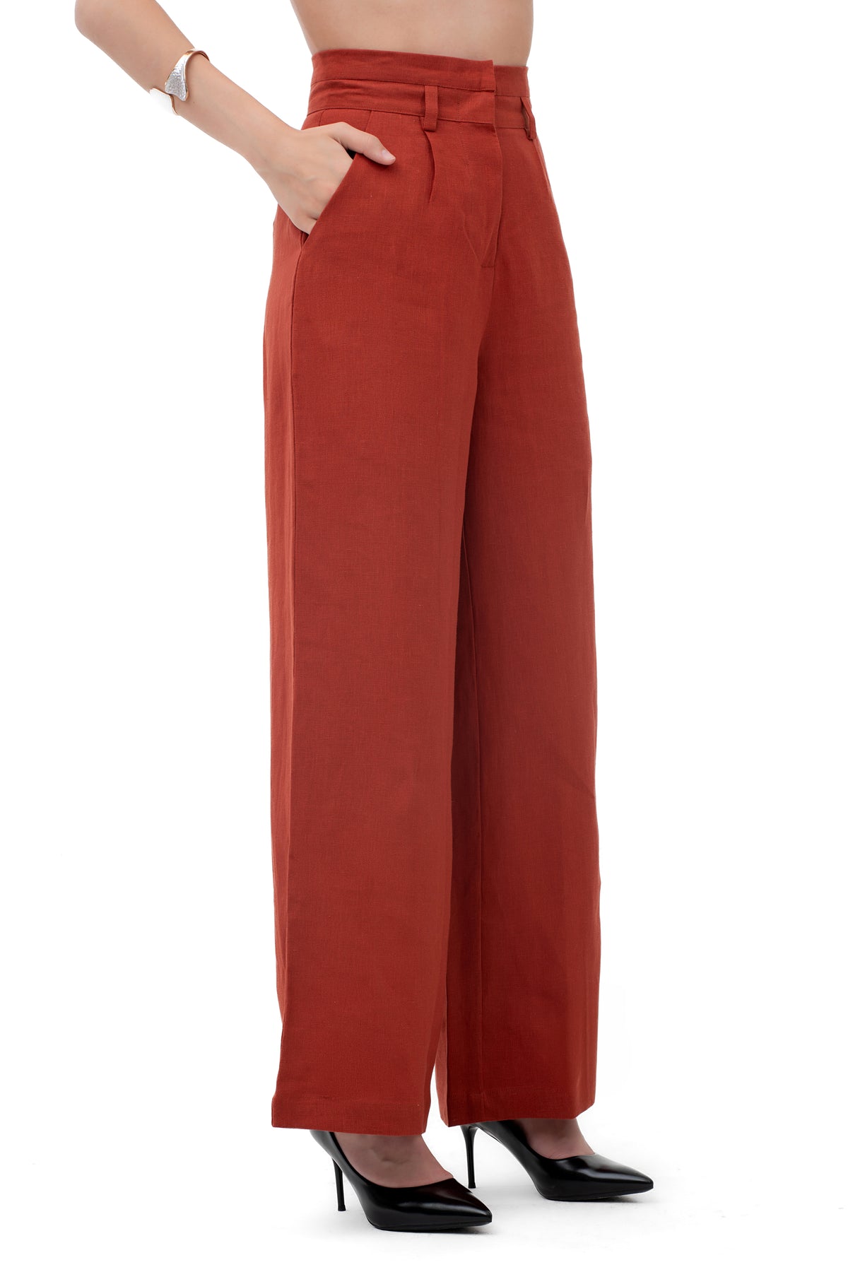 Zykaz High Rise Wide Leg Trouser in Picante