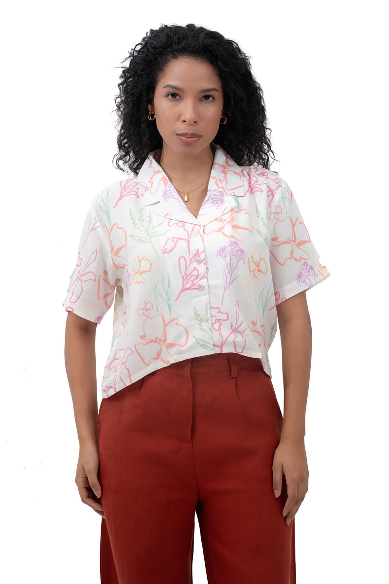 Zykaz Flora Crop Shirt in Bright White