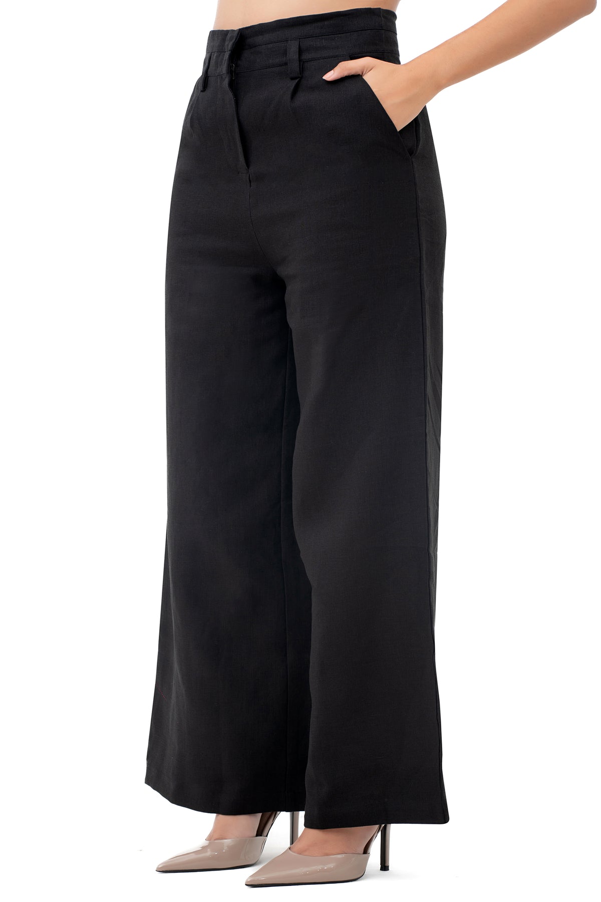 Zykaz High Rise Wide Leg Trouser in Black Beauty