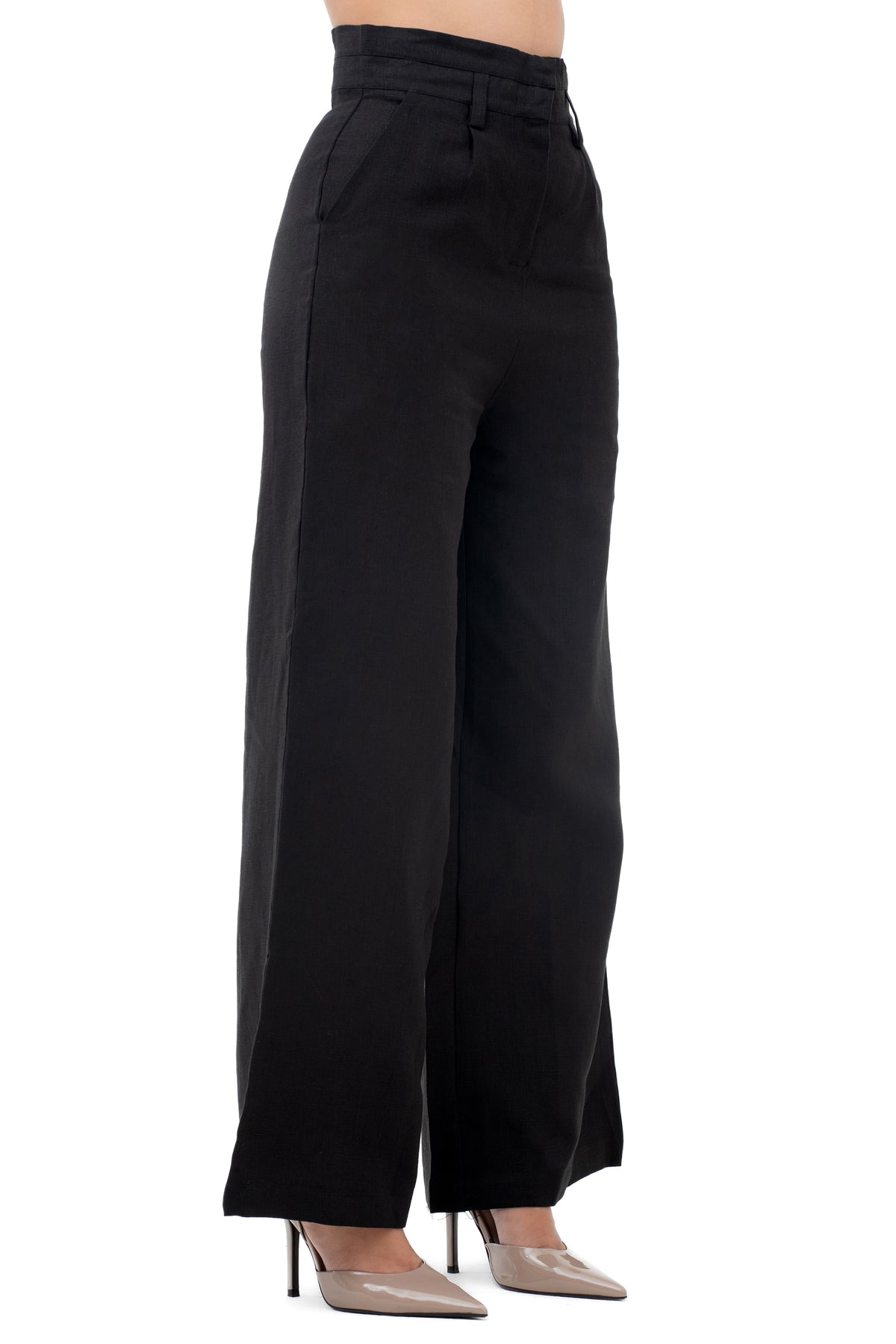 Zykaz High Rise Wide Leg Trouser in Black Beauty
