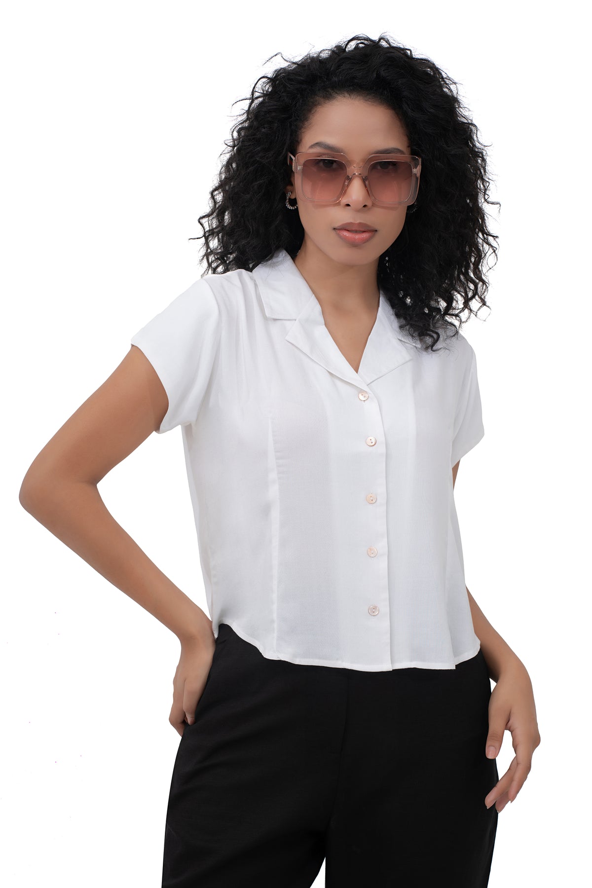 Zykaz Cuban Collar Shirt in Bright White