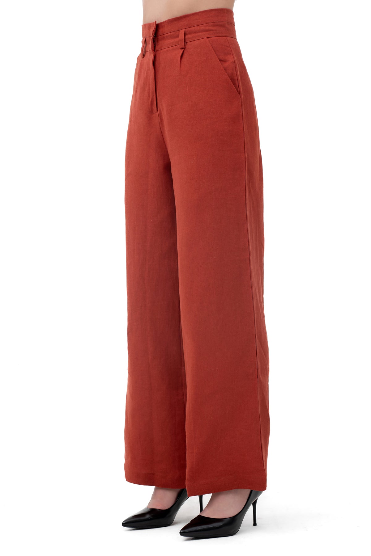 Zykaz High Rise Wide Leg Trouser in Picante