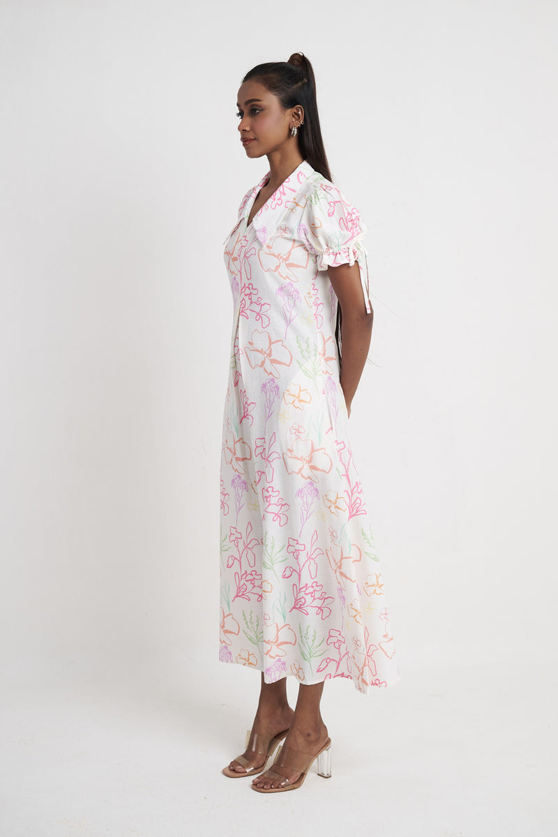 Flora Pleat Midi Dress