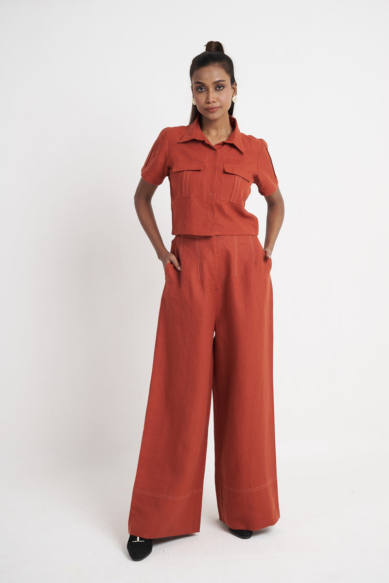Utility Crop Shirt & Wide Leg Trouser Co-ord Set