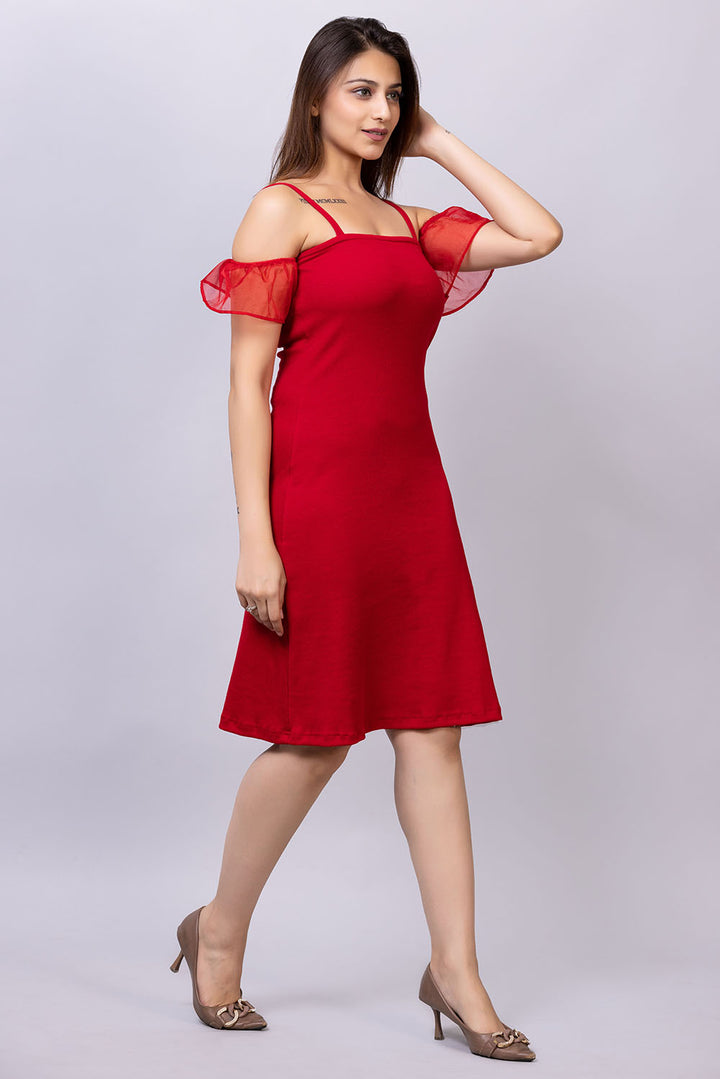 Ribbed umbrella dress#color_candyred