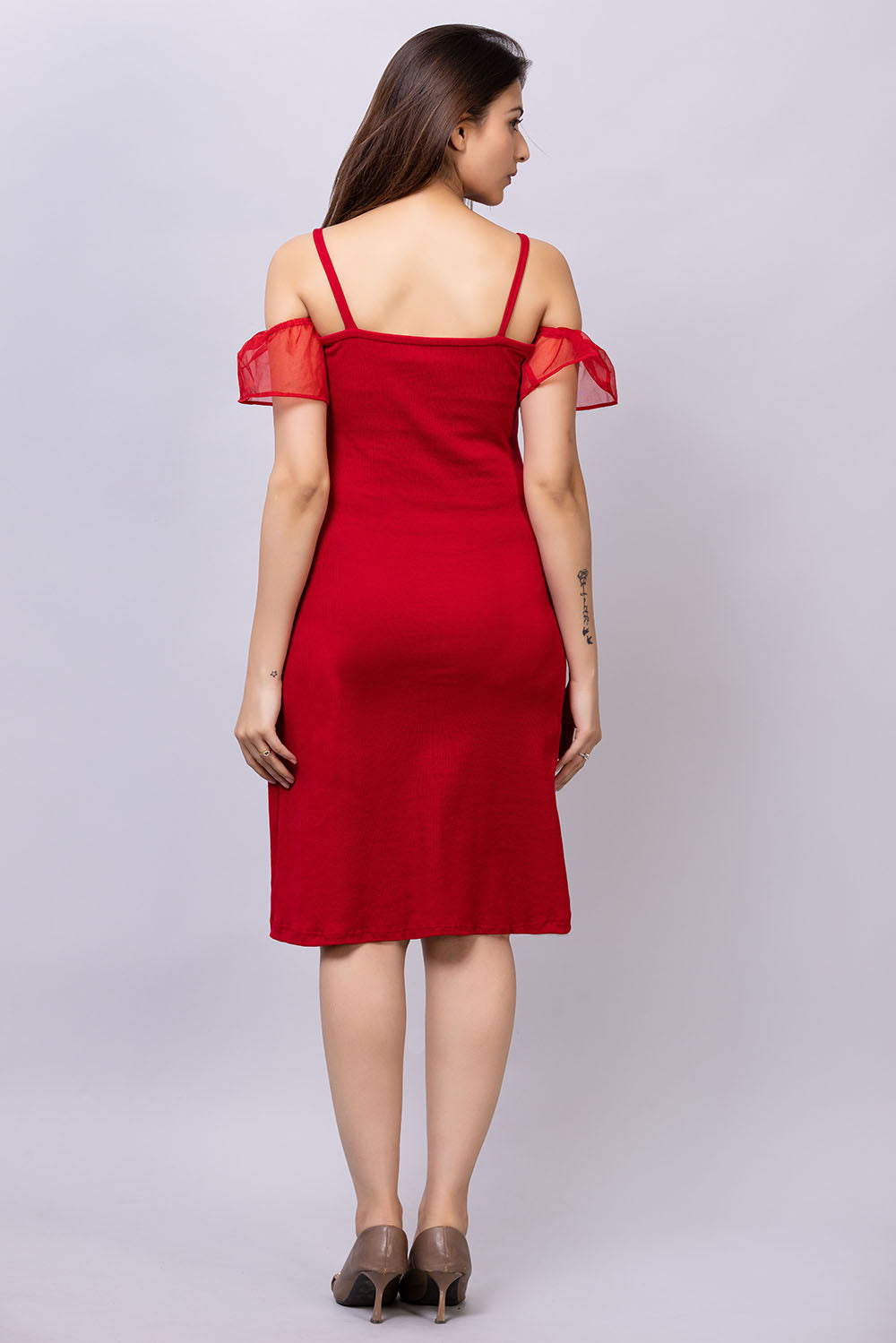 Ribbed umbrella dress#color_candyred