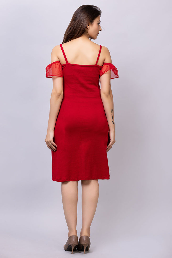 Ribbed umbrella dress#color_candyred