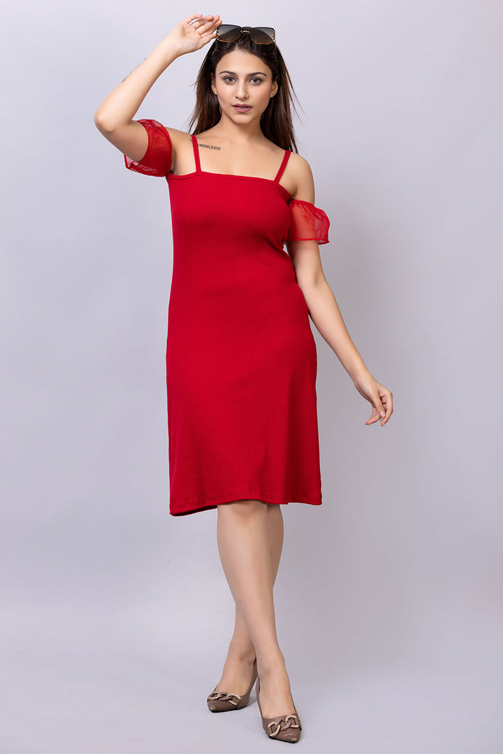 Ribbed umbrella dress#color_candyred