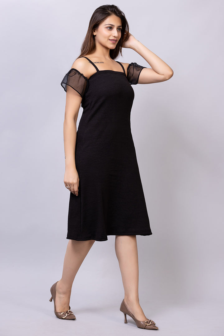 Ribbed umbrella dress#color_spaceblack