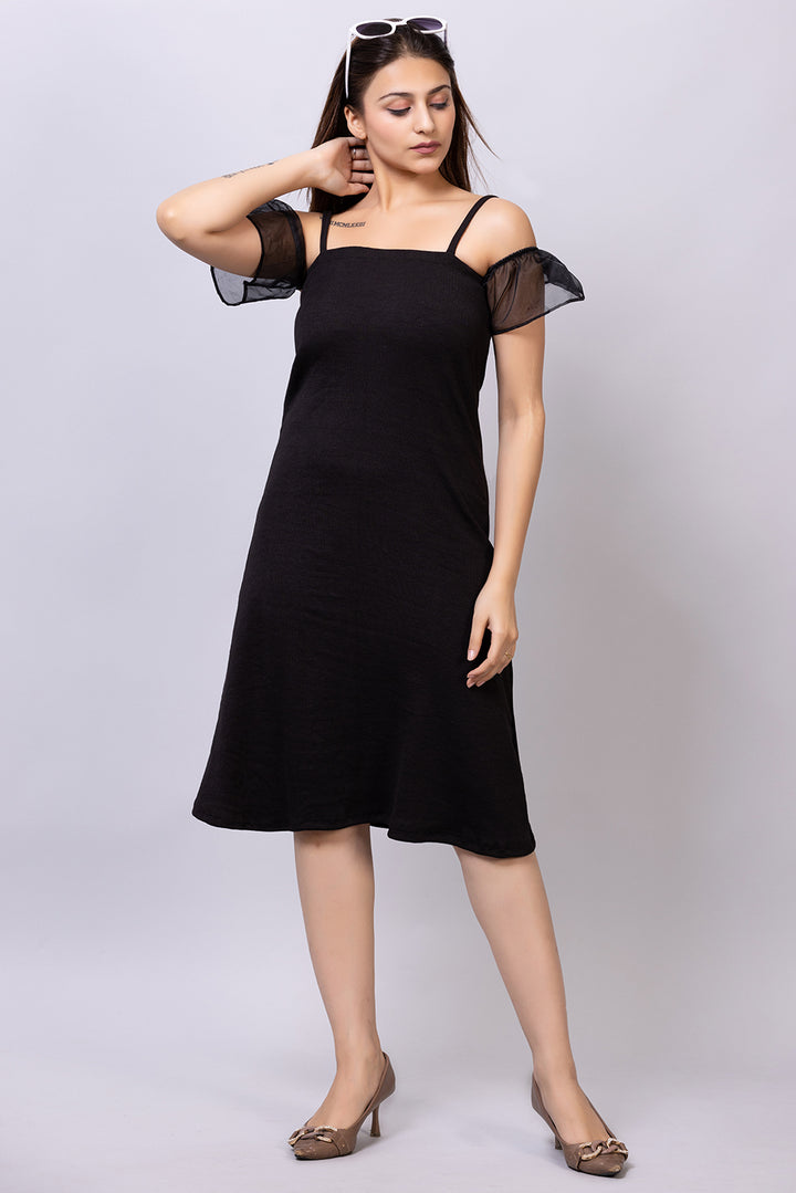 Ribbed umbrella dress#color_spaceblack