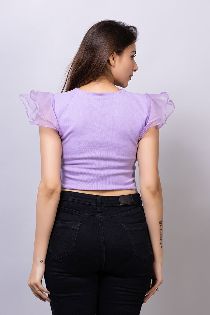 Ribbed Organza Sleeve Top - zykaz