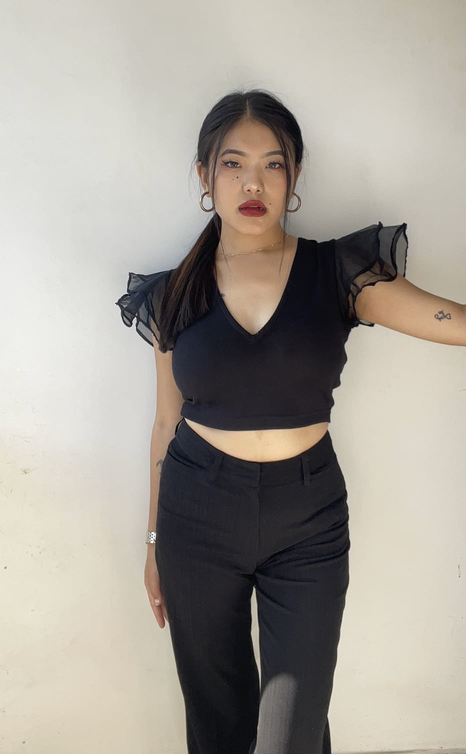 Ribbed Organza Sleeve Top - zykaz