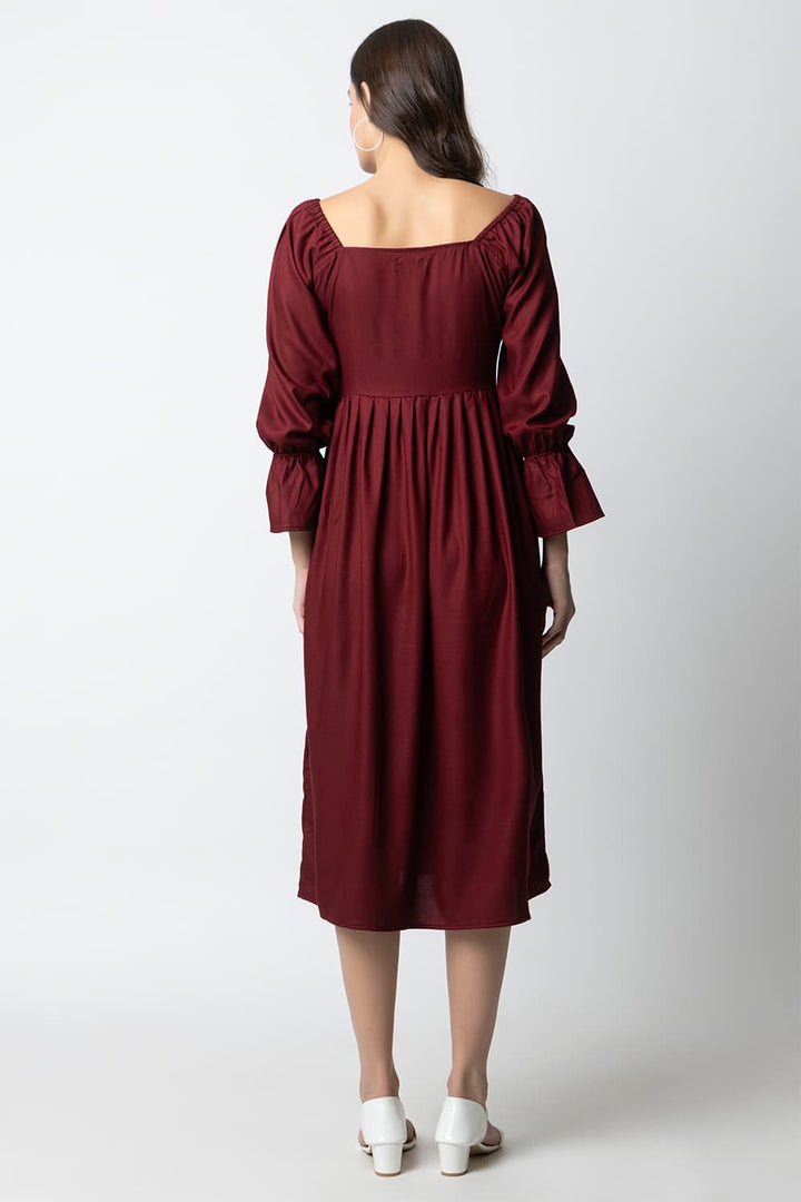 Solid Midi A-Line Dress(Gown Dress)