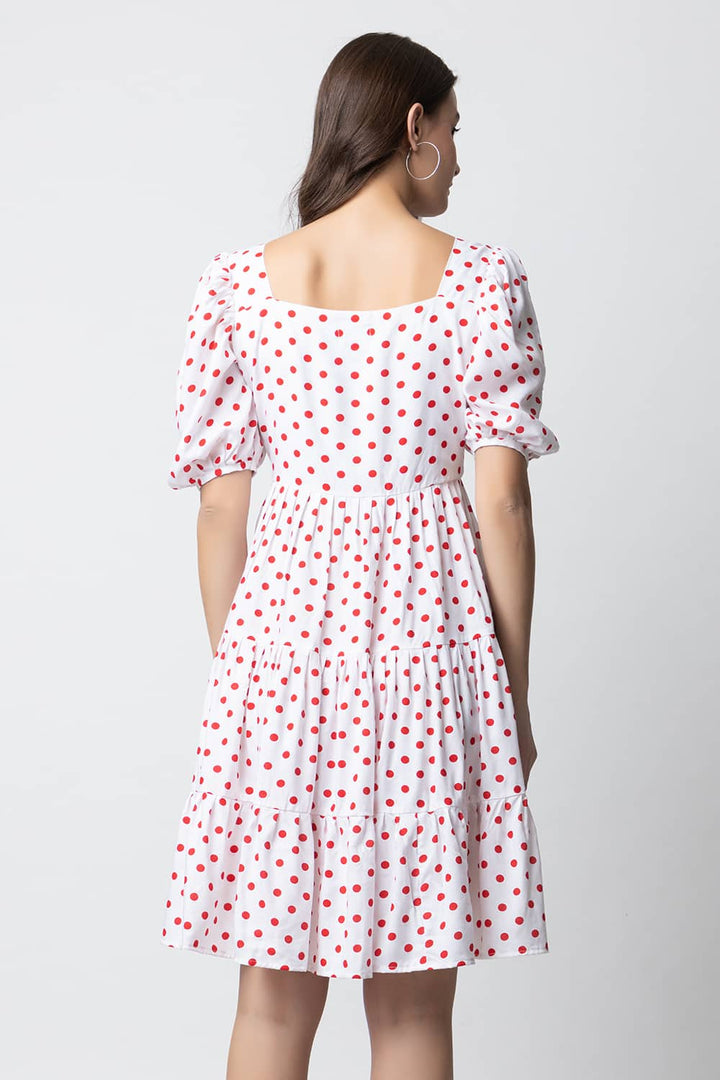 Printed Dotted A-line Tiered Dress(Anna Dress)