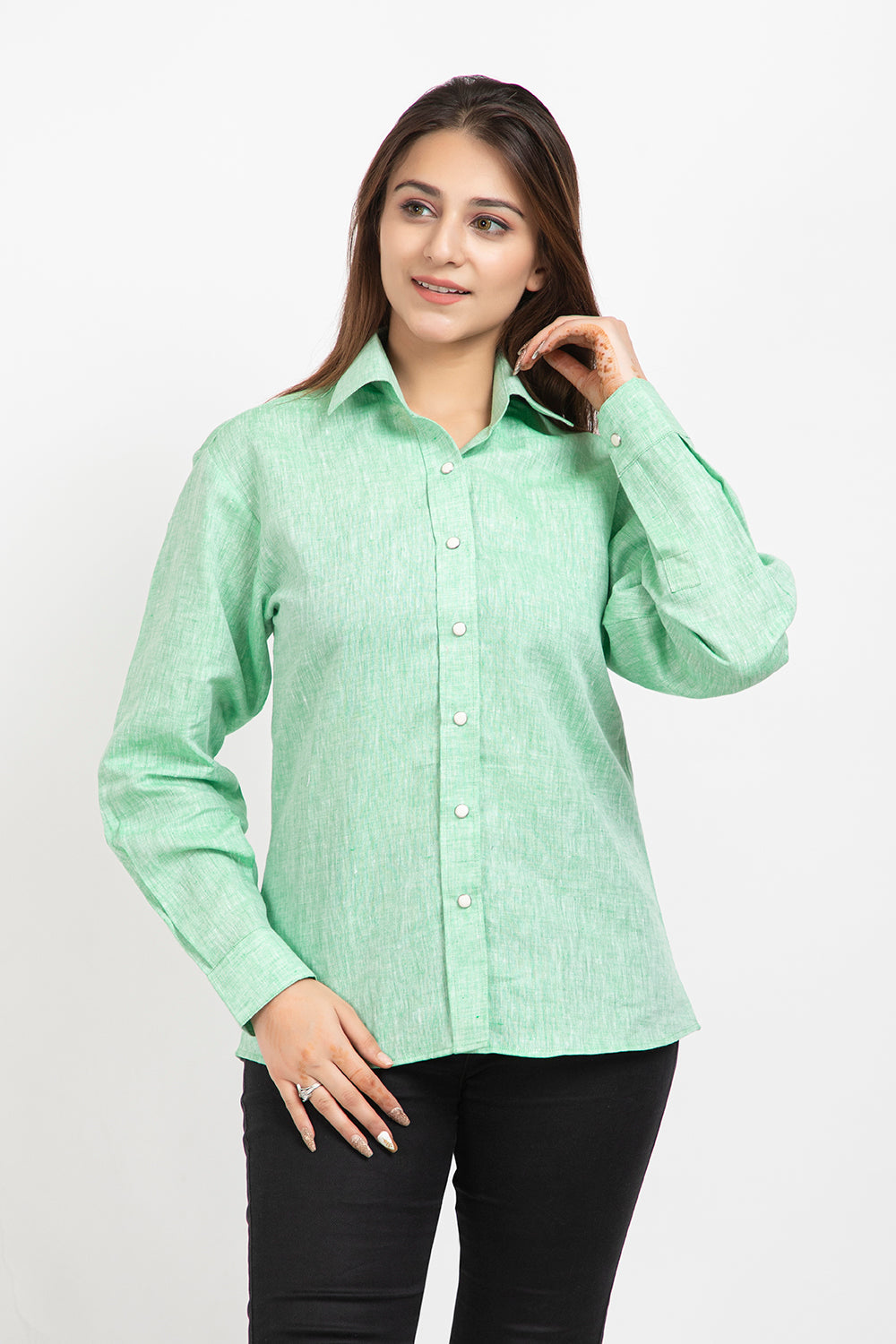 linen shirt#color_tendergreen