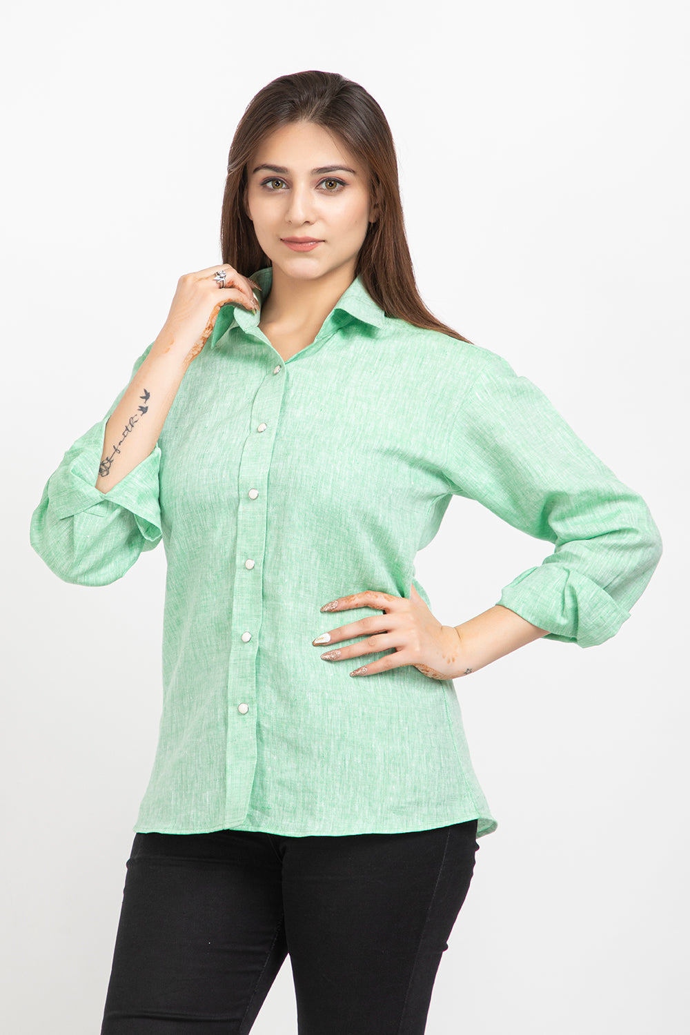 linen shirt#color_tendergreen