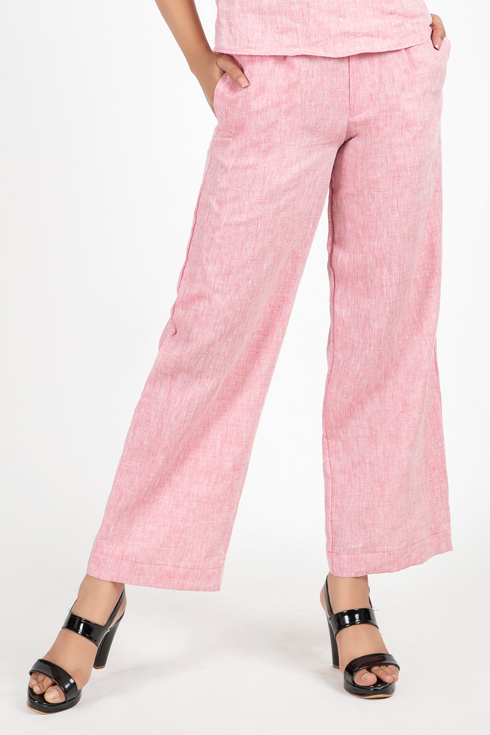 linen parallel trouser#color_blushpink