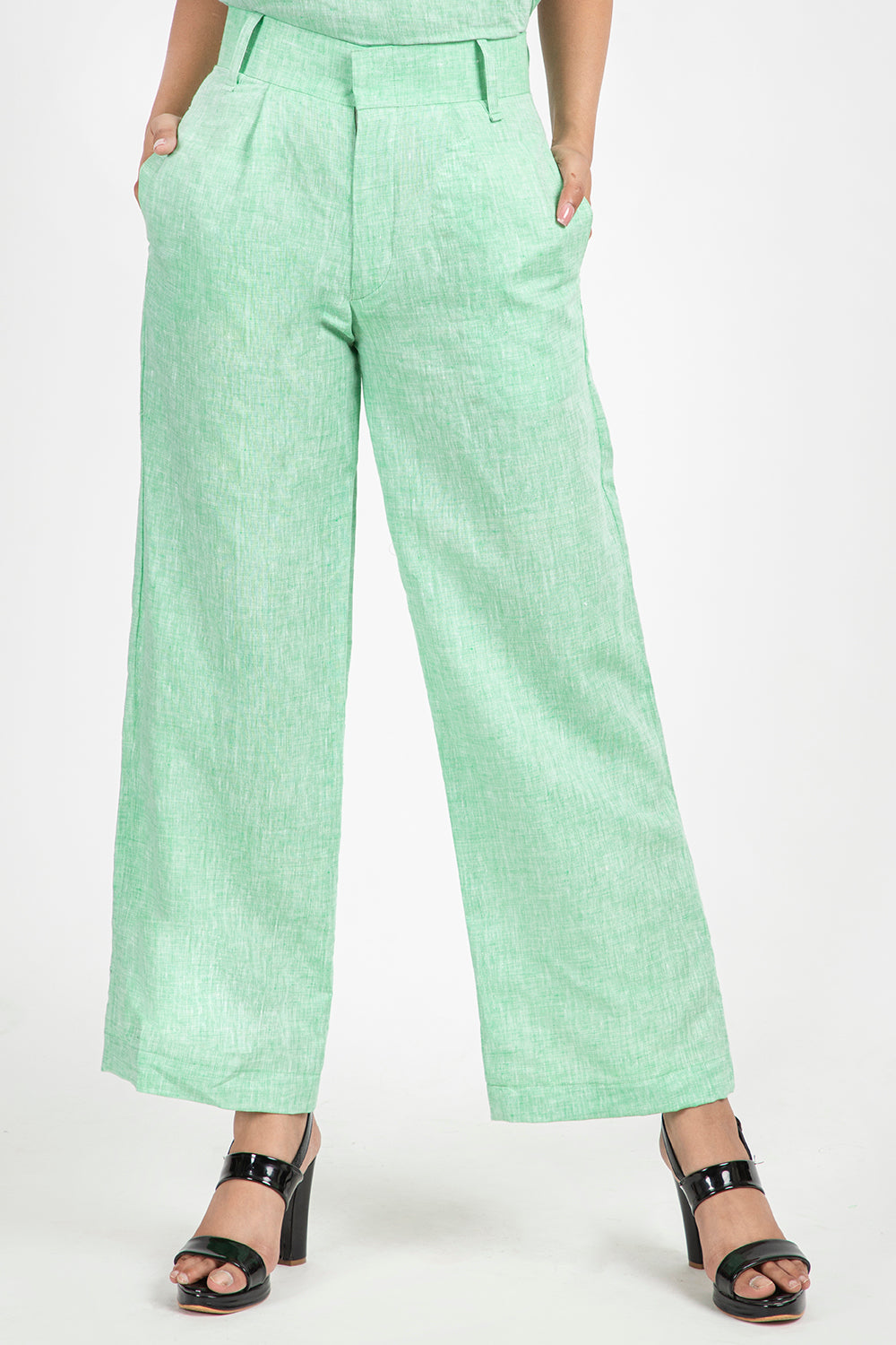 linen parallel trouser#color_tendergreen