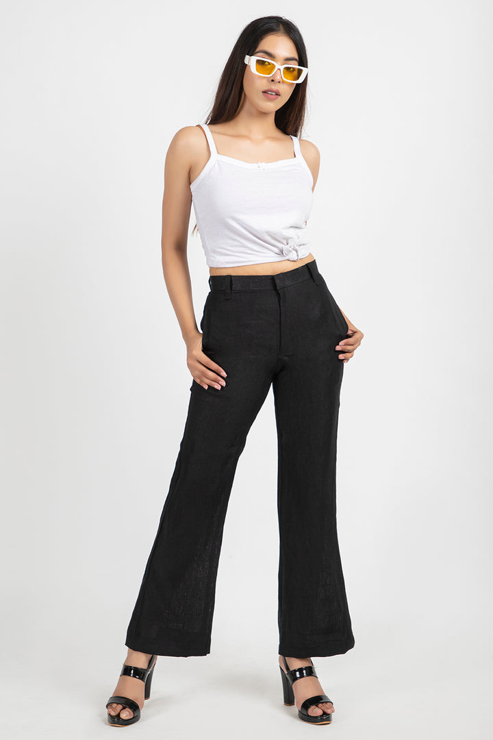 linen bell trouser#color_spaceblack