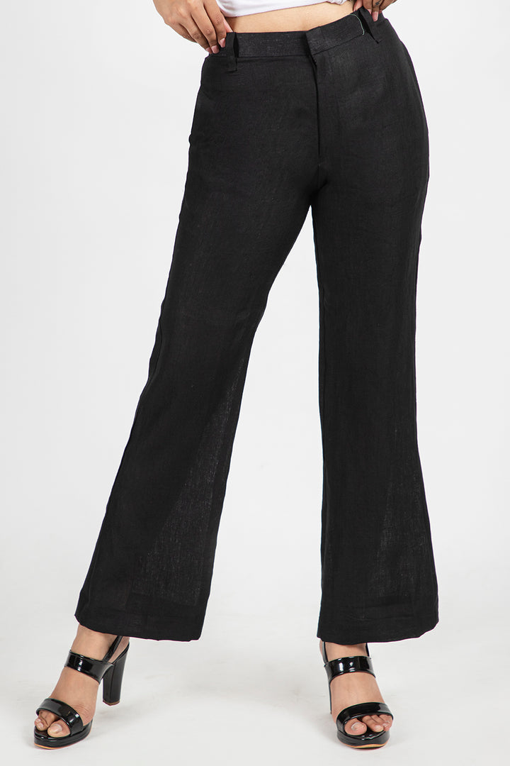 linen bell trouser#color_spaceblack