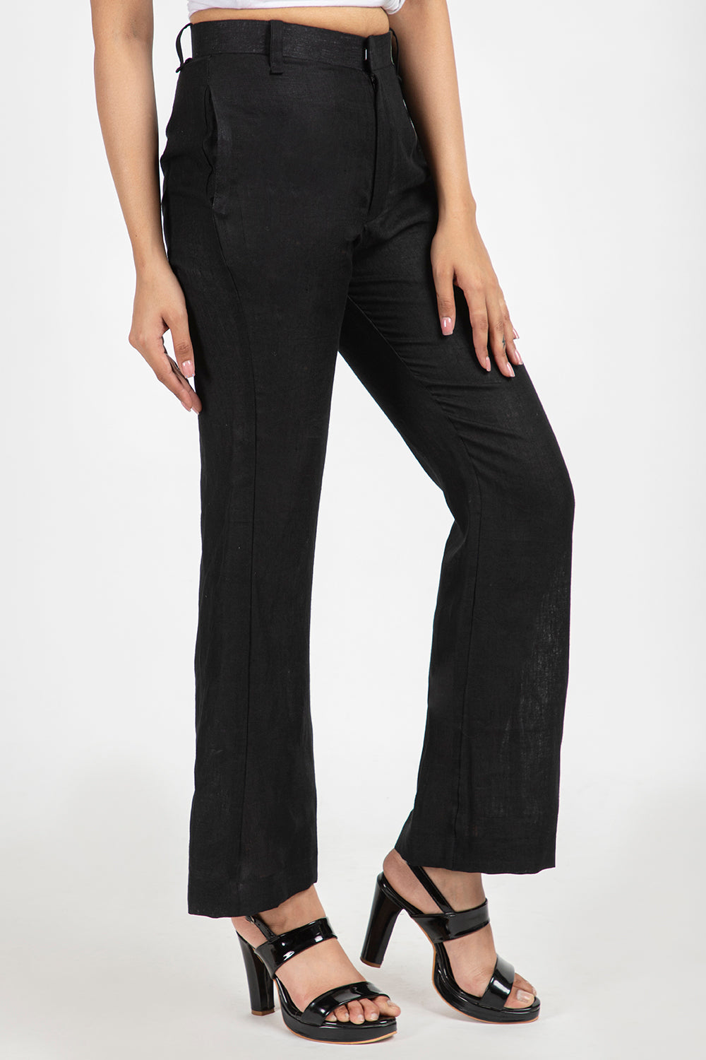 linen bell trouser#color_spaceblack