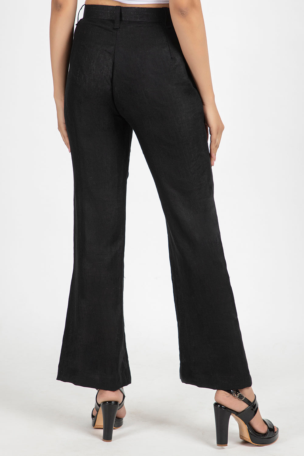 linen bell trouser#color_spaceblack
