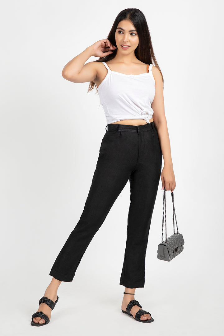 linen regular trouser#color_spaceblack