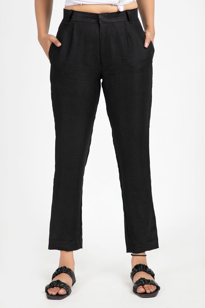 linen regular trouser#color_spaceblack