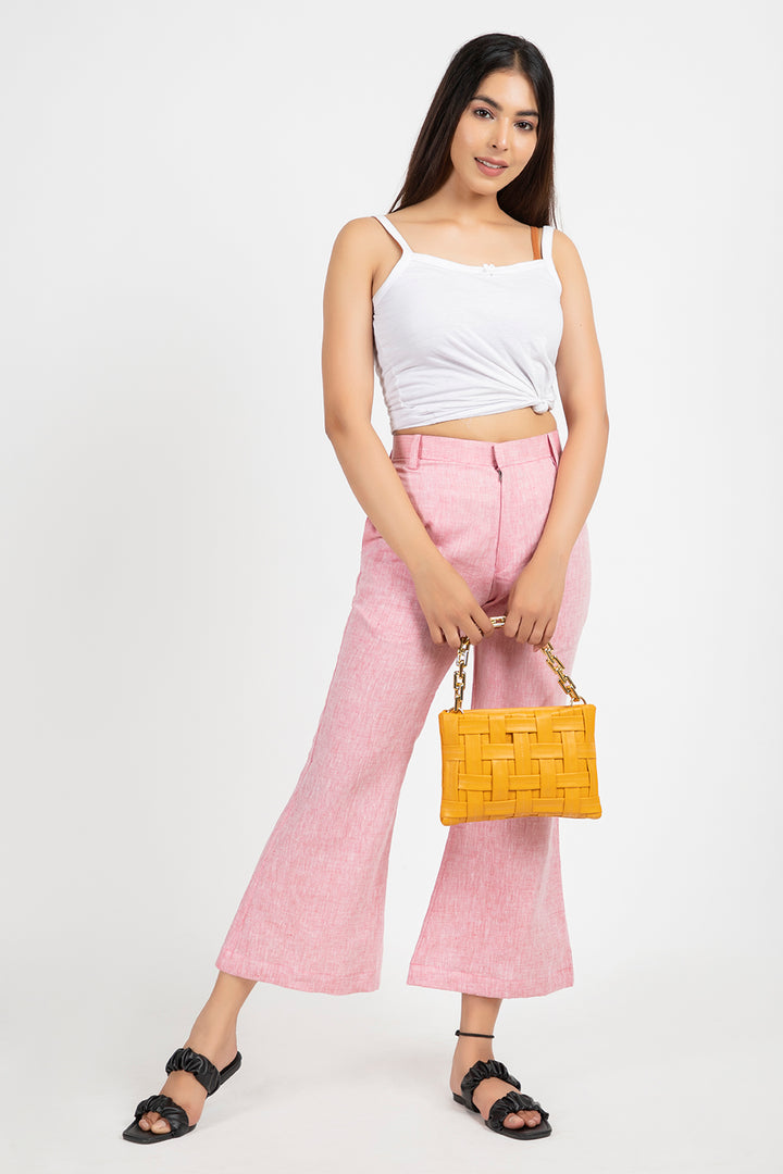 linen cropped bell trouser#color_blushpink