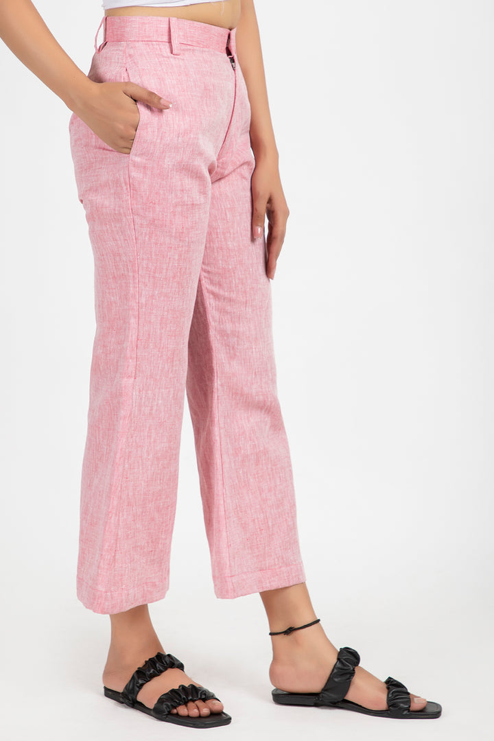 linen cropped bell trouser#color_blushpink