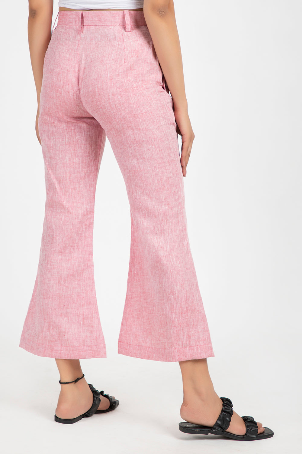 linen cropped bell trouser#color_blushpink