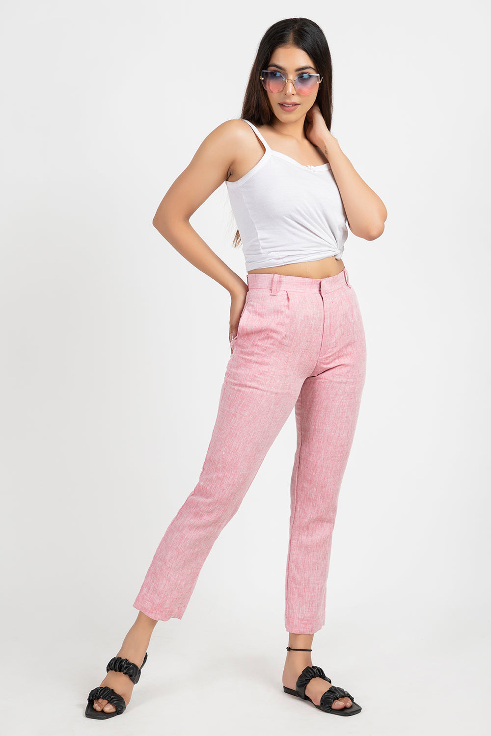 linen regular trouser#color_blushpink
