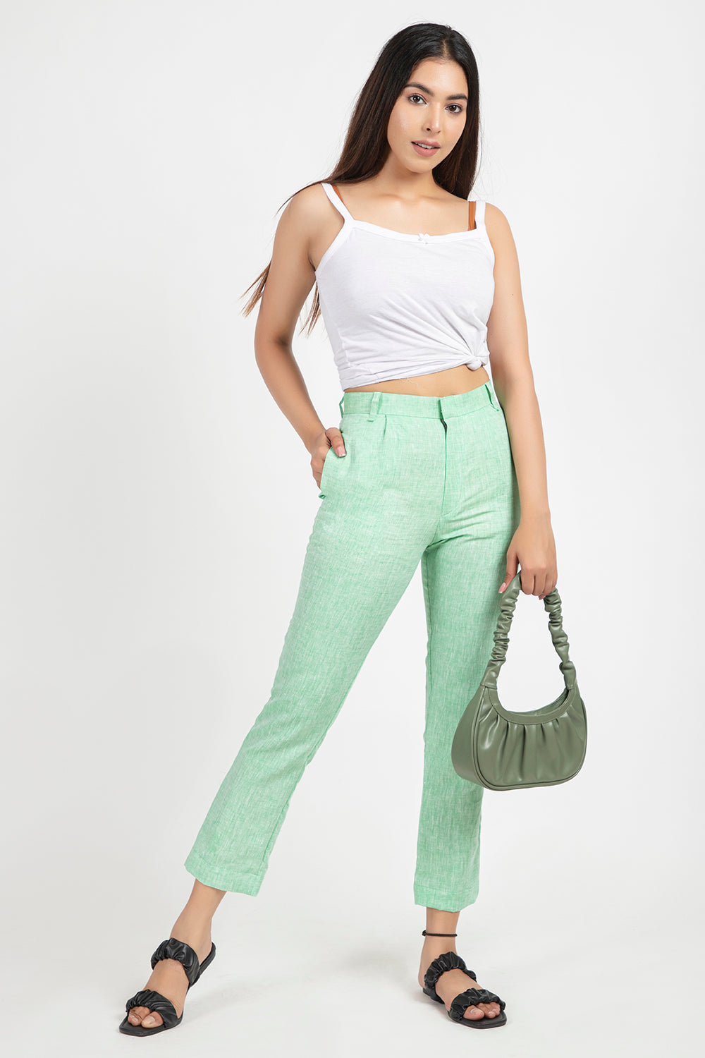 linen regular trouser#color_tendergreen