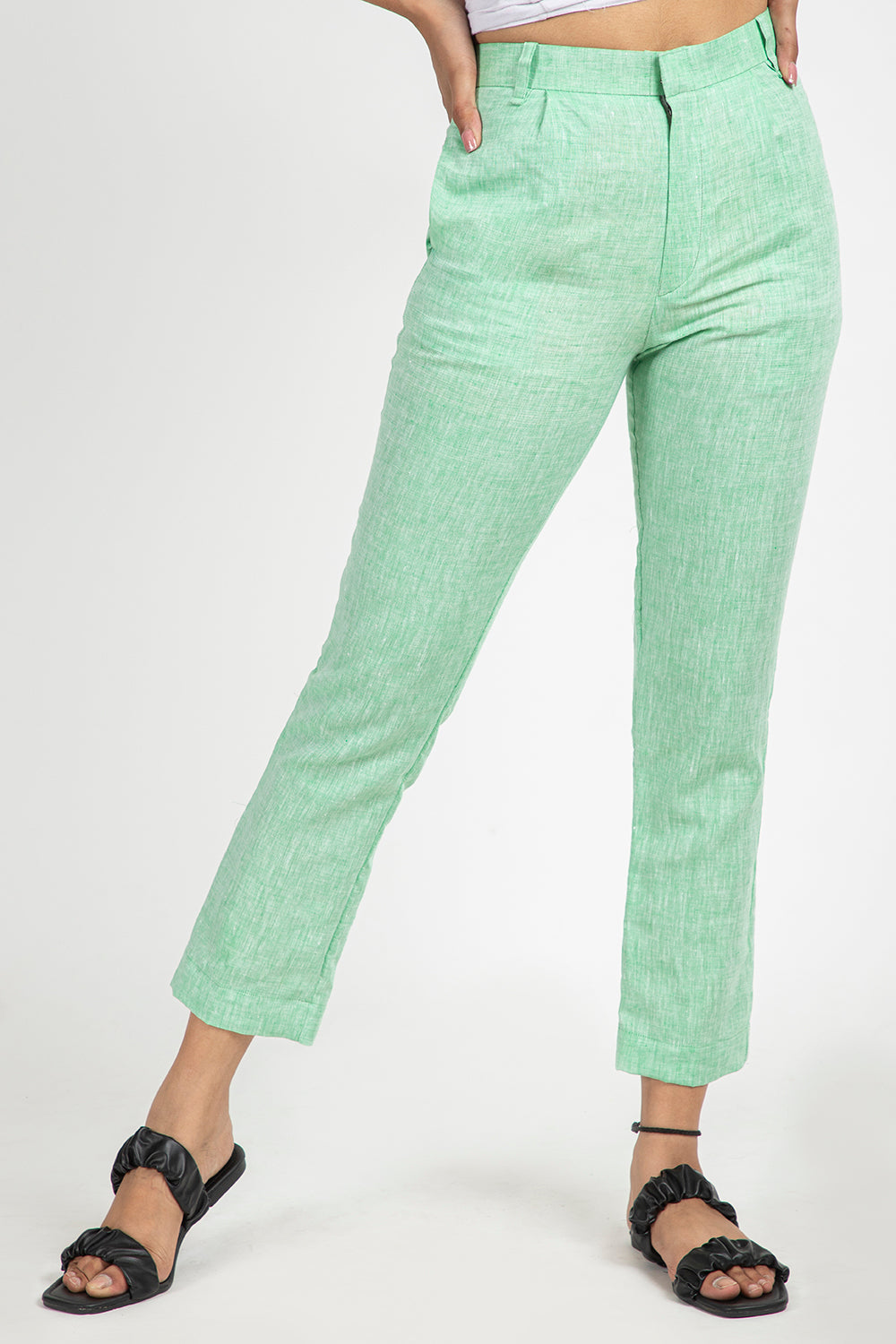 linen regular trouser#color_tendergreen