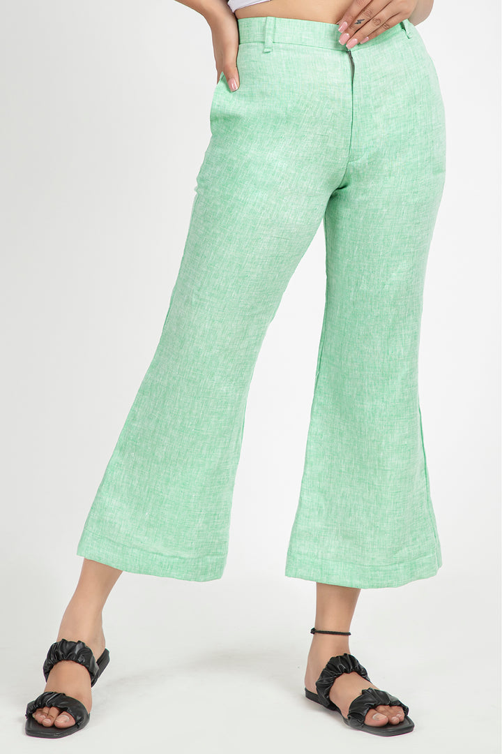 linen cropped bell trouser#color_tendergreen