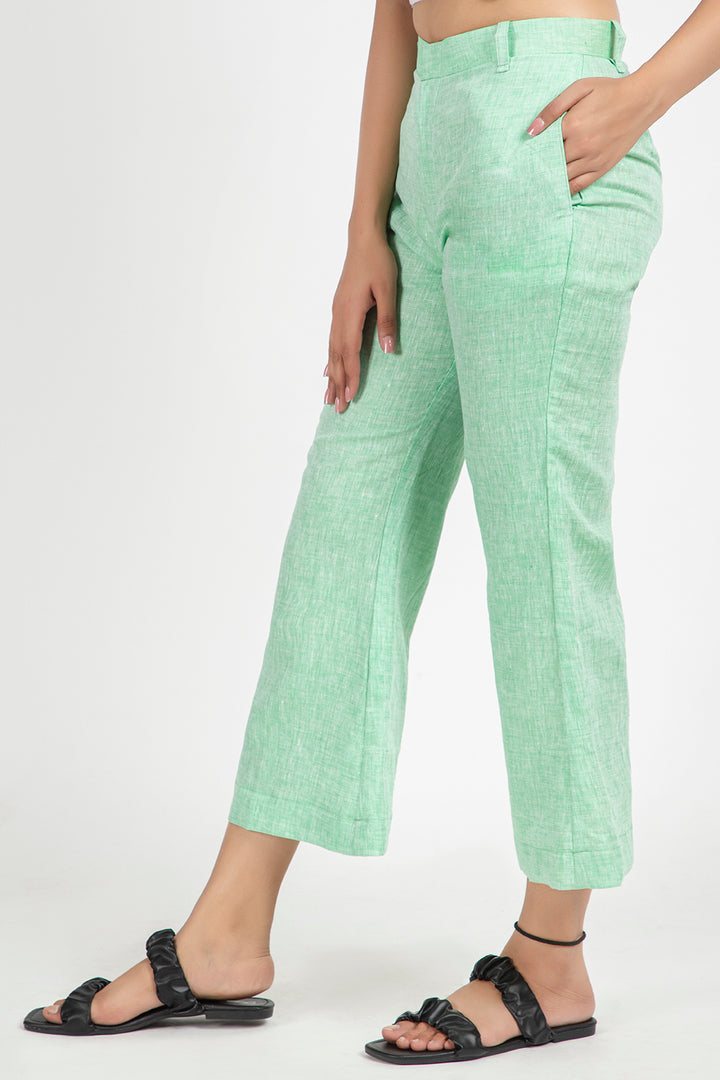 linen cropped bell trouser#color_tendergreen