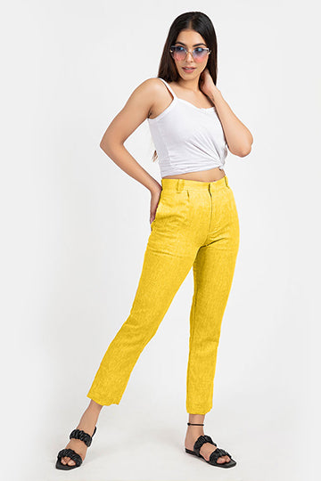 linen regular trousers#color_mellowyellow