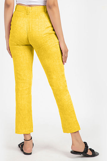 linen regular trousers#color_mellowyellow